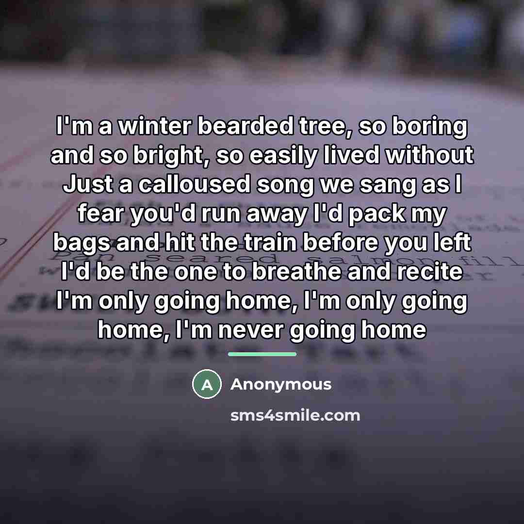 “I'm a winter bearded tree, so boring and so bright,…” quote by Anonymous