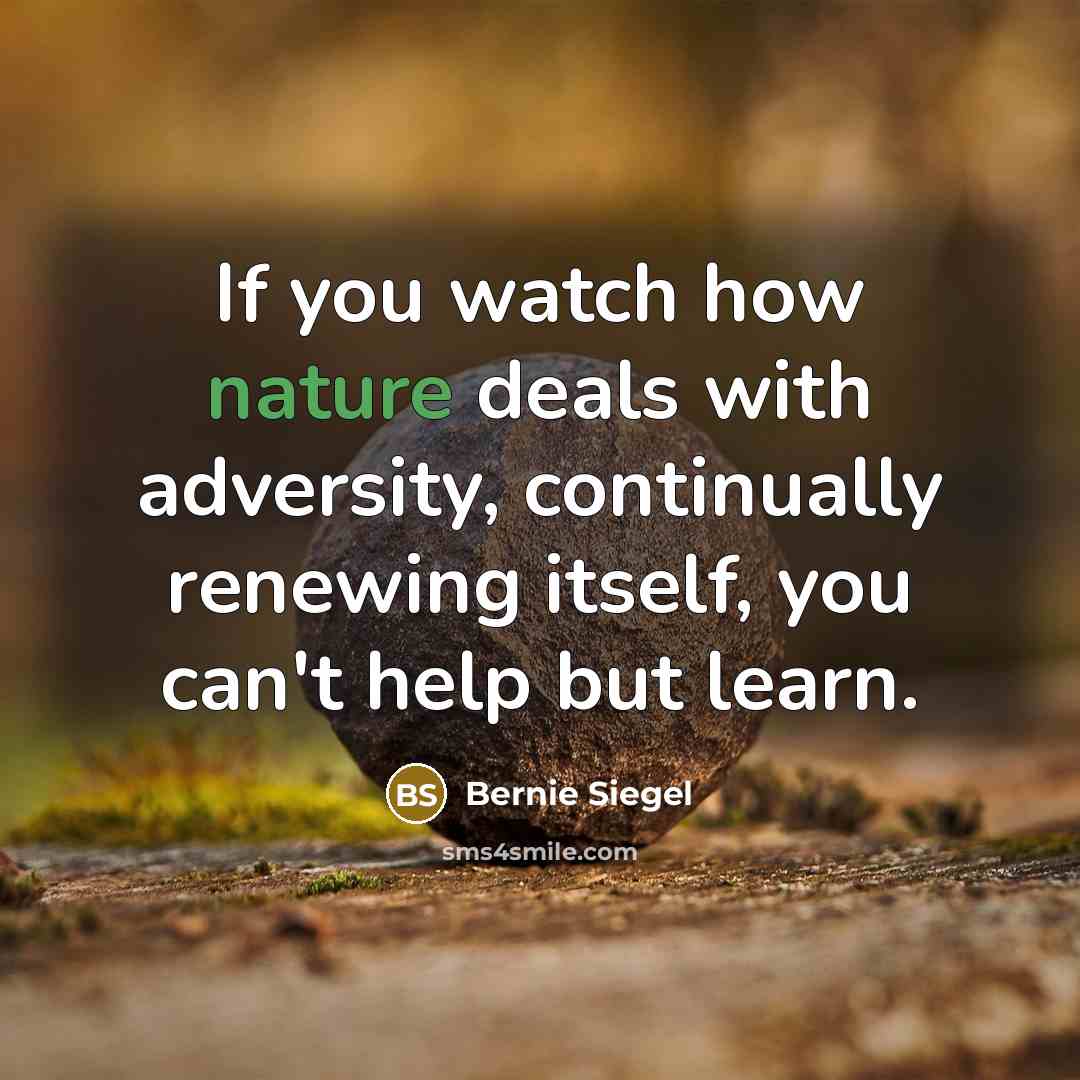 “If you watch how nature deals with adversity, continually renewing…” quote by Bernie Siegel