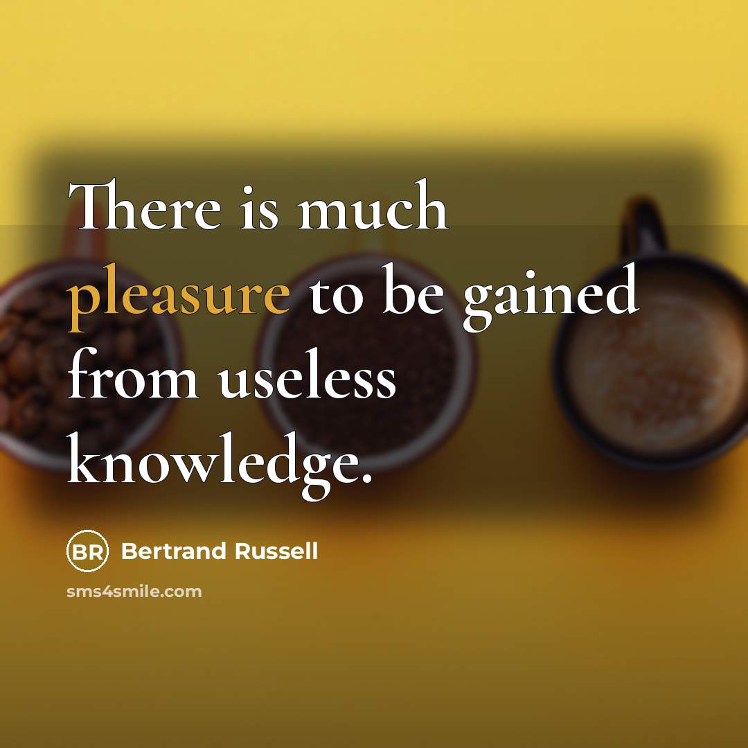 “There is much pleasure to be gained from useless knowledge.…” quote by Bertrand Russell