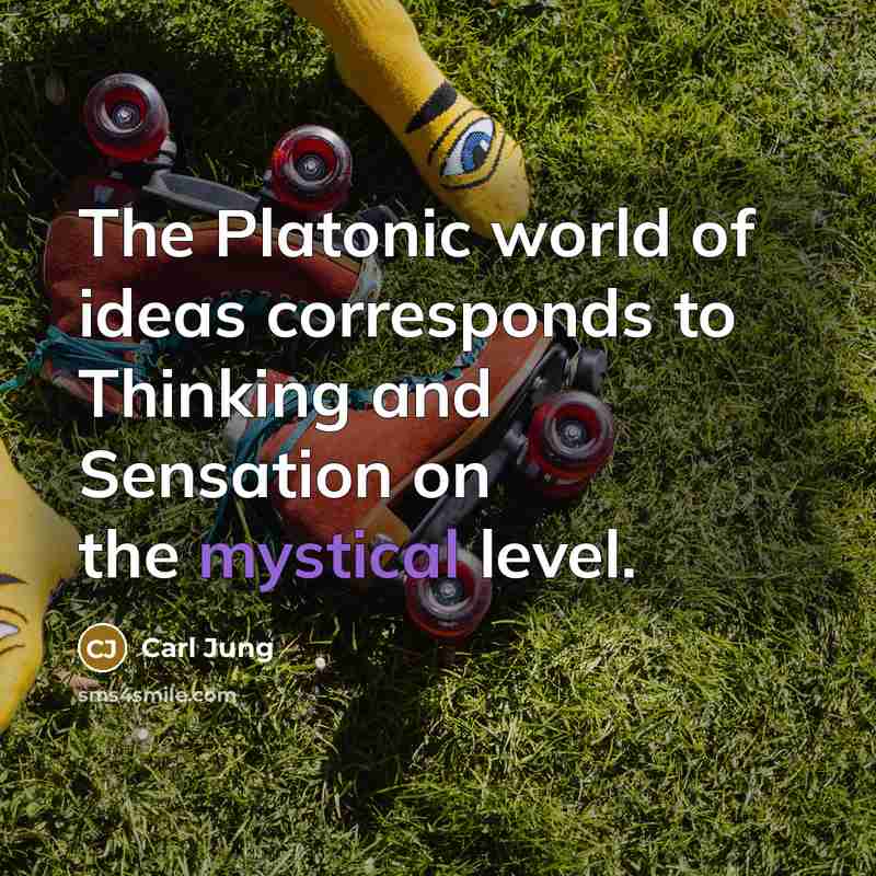 “The Platonic world of ideas corresponds to Thinking and Sensation…” quote by Carl Jung