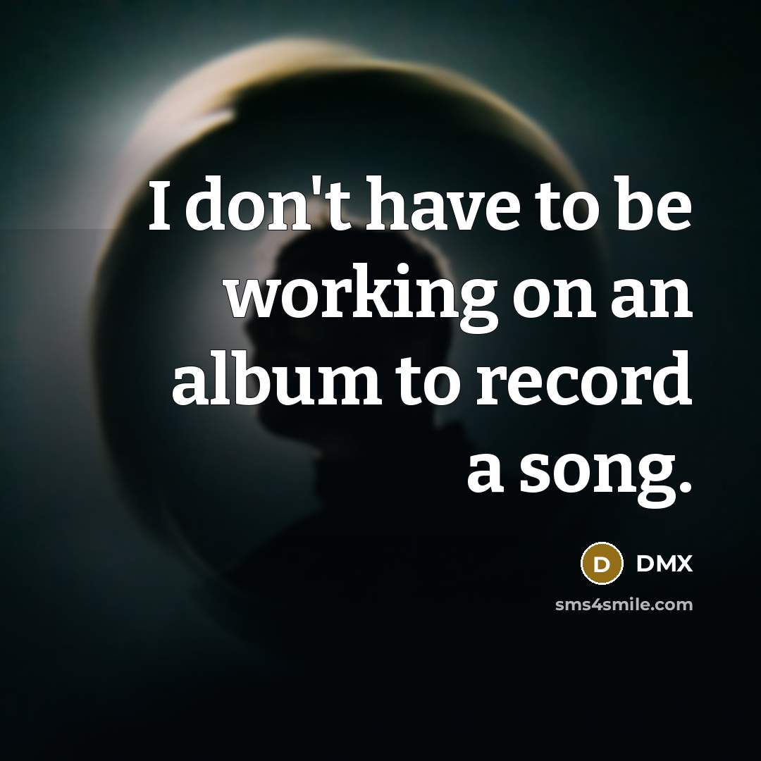 “I don't have to be working on an album to…” quote by DMX