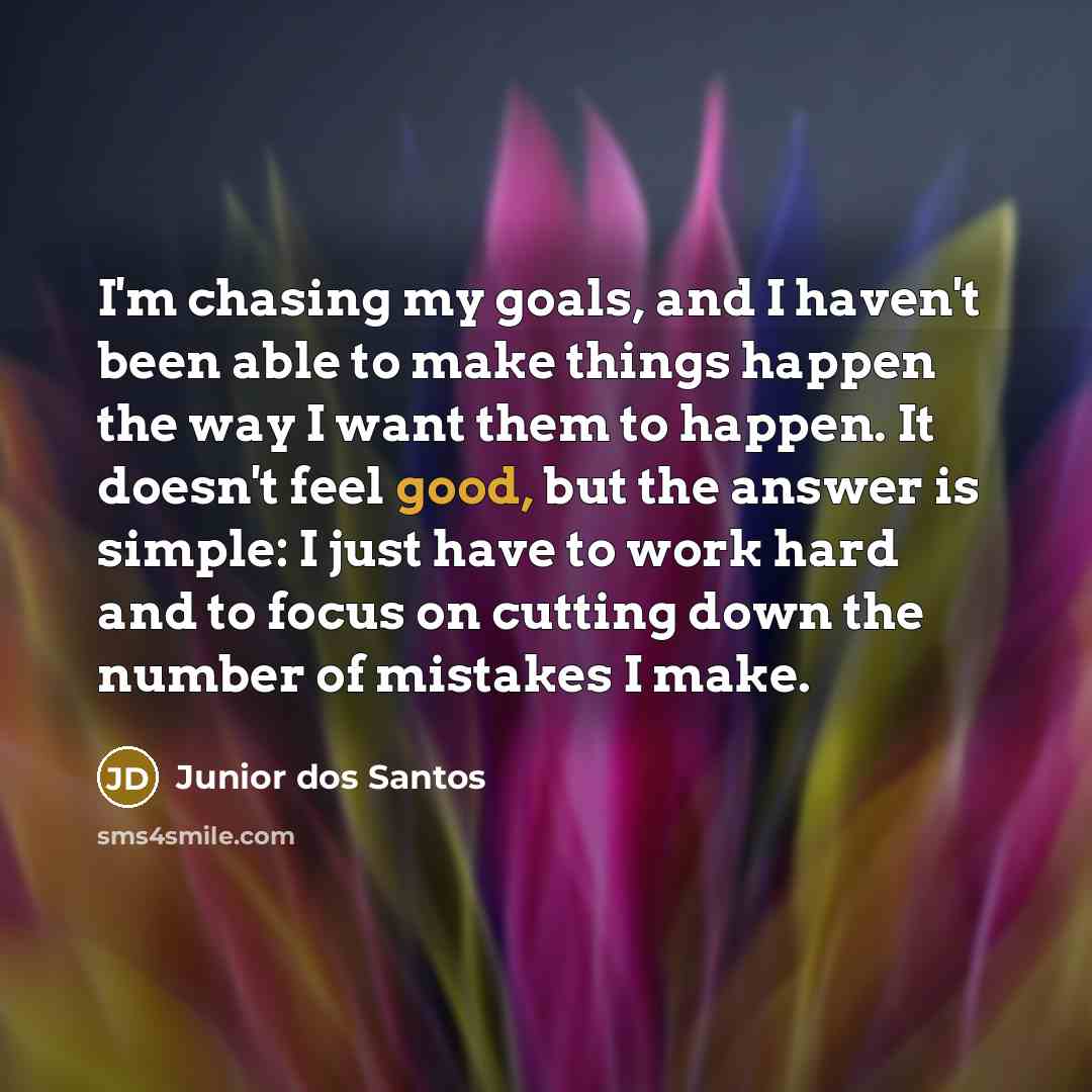 “I'm chasing my goals, and I haven't been able to…” quote by Junior dos Santos
