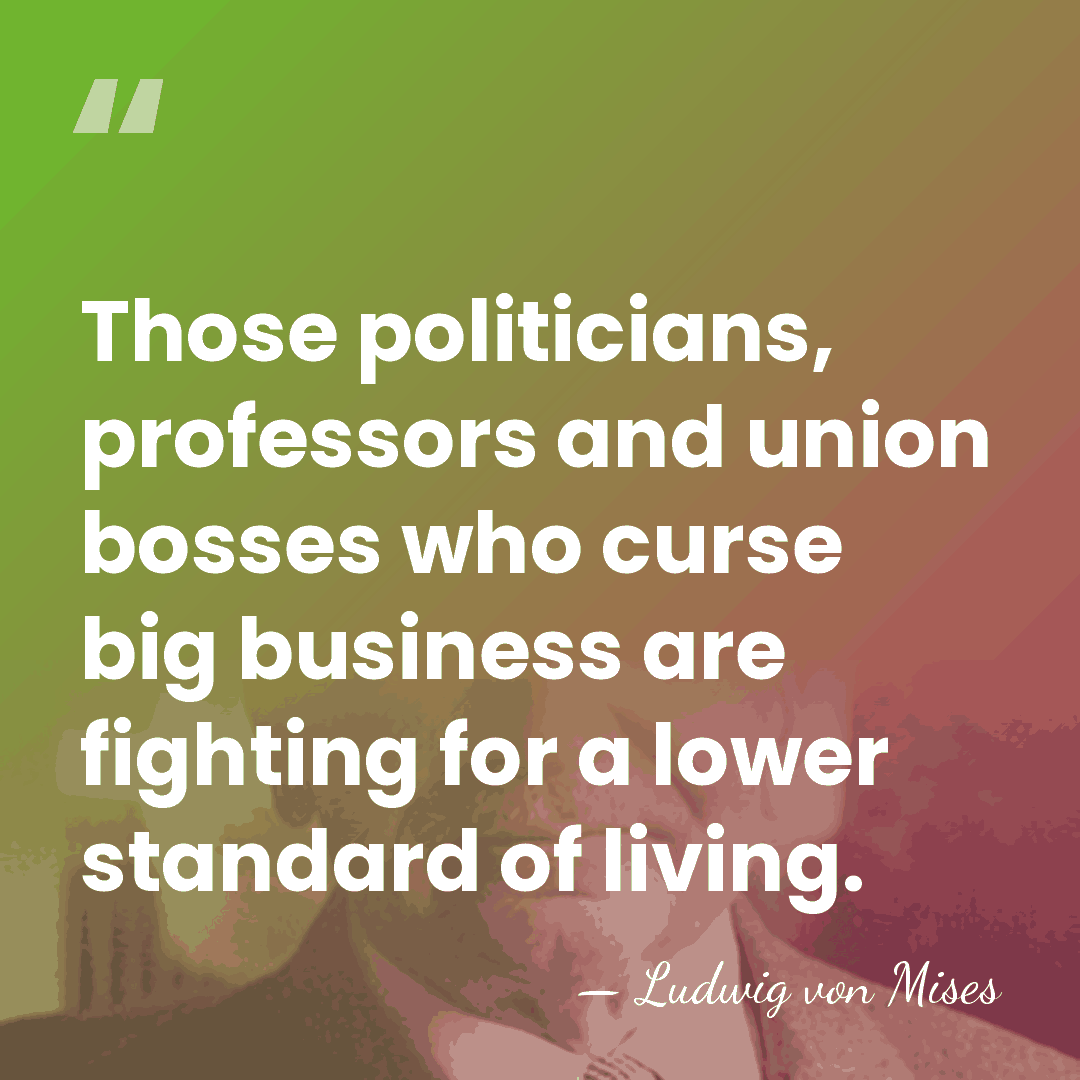 Those politicians, professors and union bosses who curse big business are fighting&hellip; - Ludwig von Mises