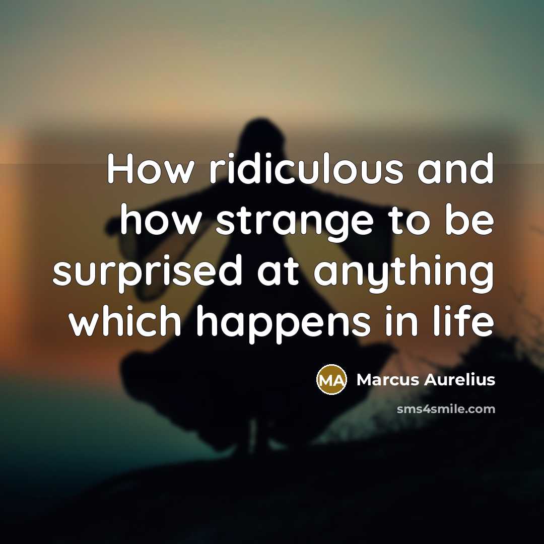 “How ridiculous and how strange to be surprised at anything…” quote by Marcus Aurelius