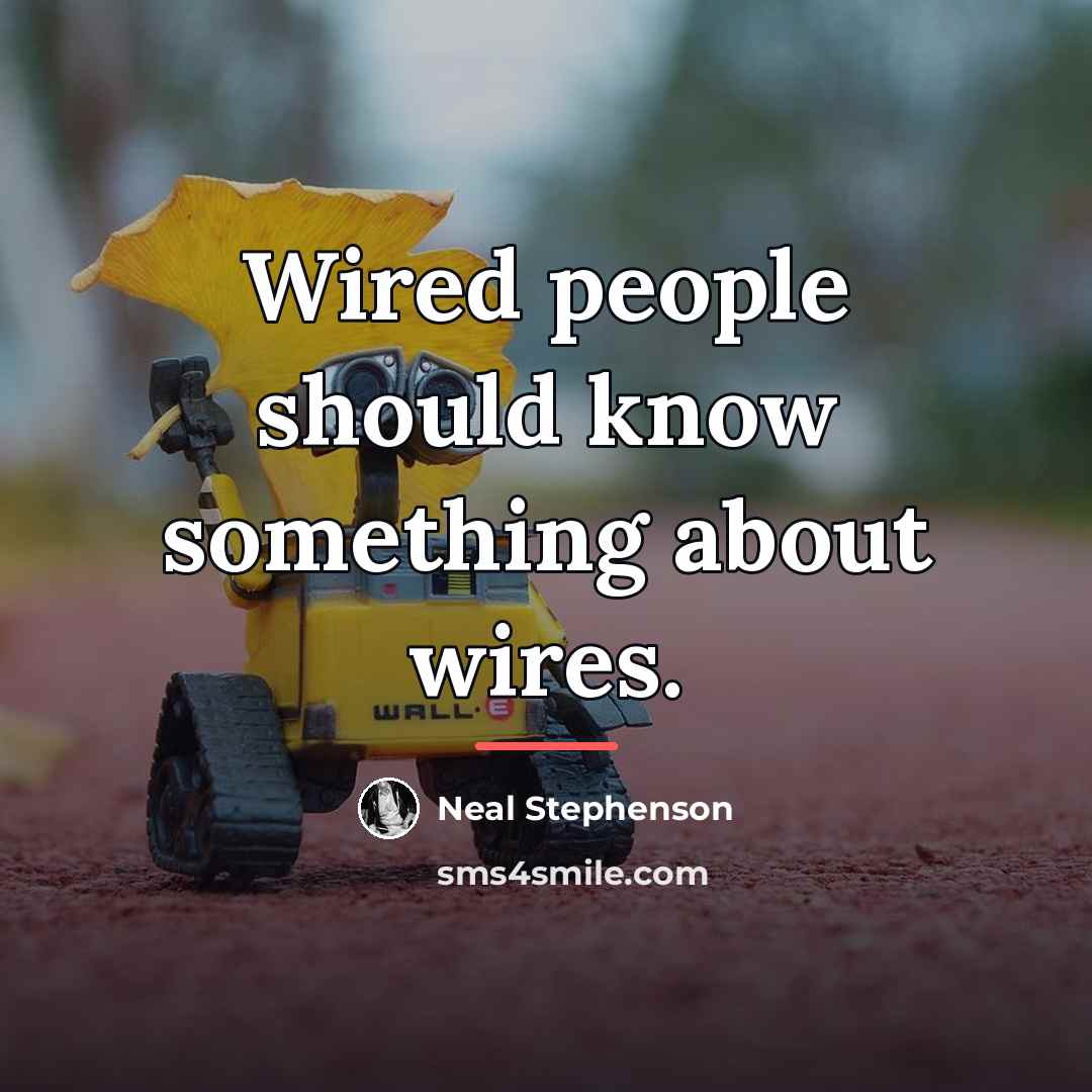 “Wired people should know something about wires.…” quote by Neal Stephenson