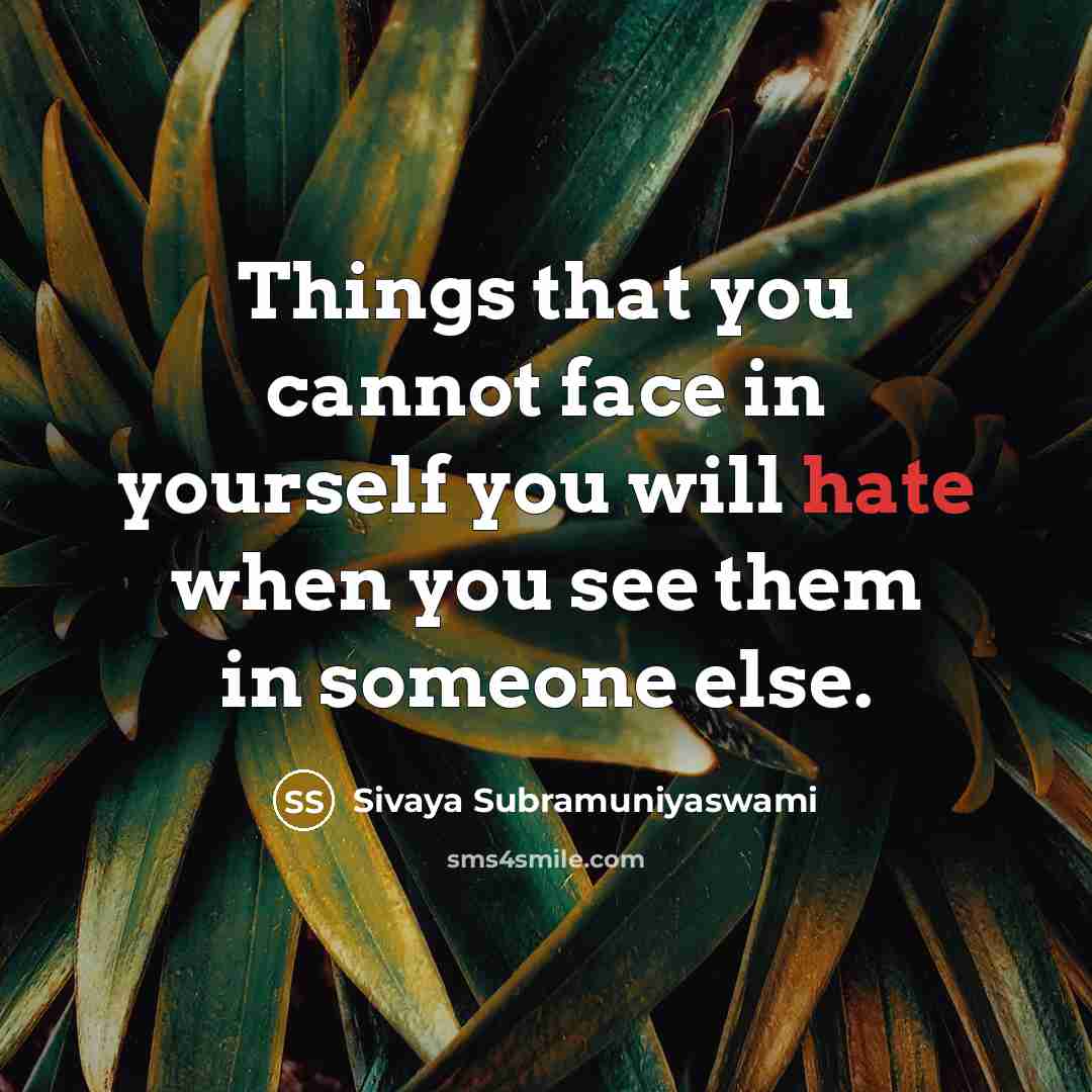 “Things that you cannot face in yourself you will hate…” quote by Sivaya Subramuniyaswami