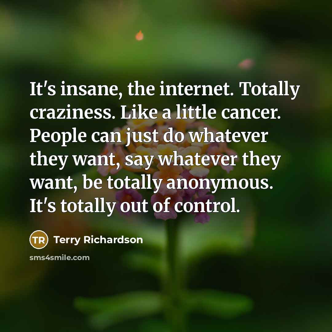“It's insane, the internet. Totally craziness. Like a little cancer.…” quote by Terry Richardson
