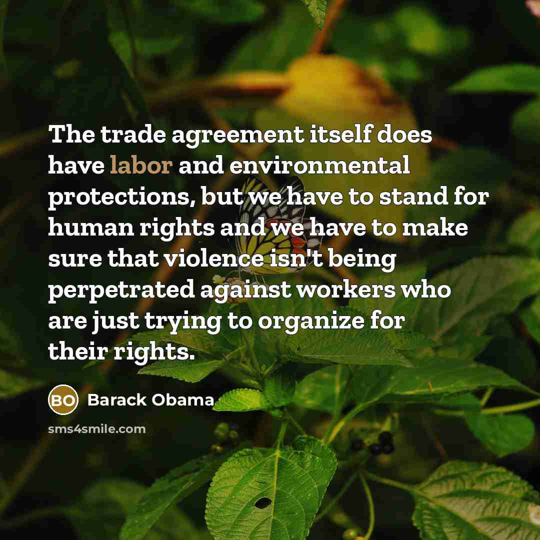 “The trade agreement itself does have labor and environmental protections,…” quote by Barack Obama