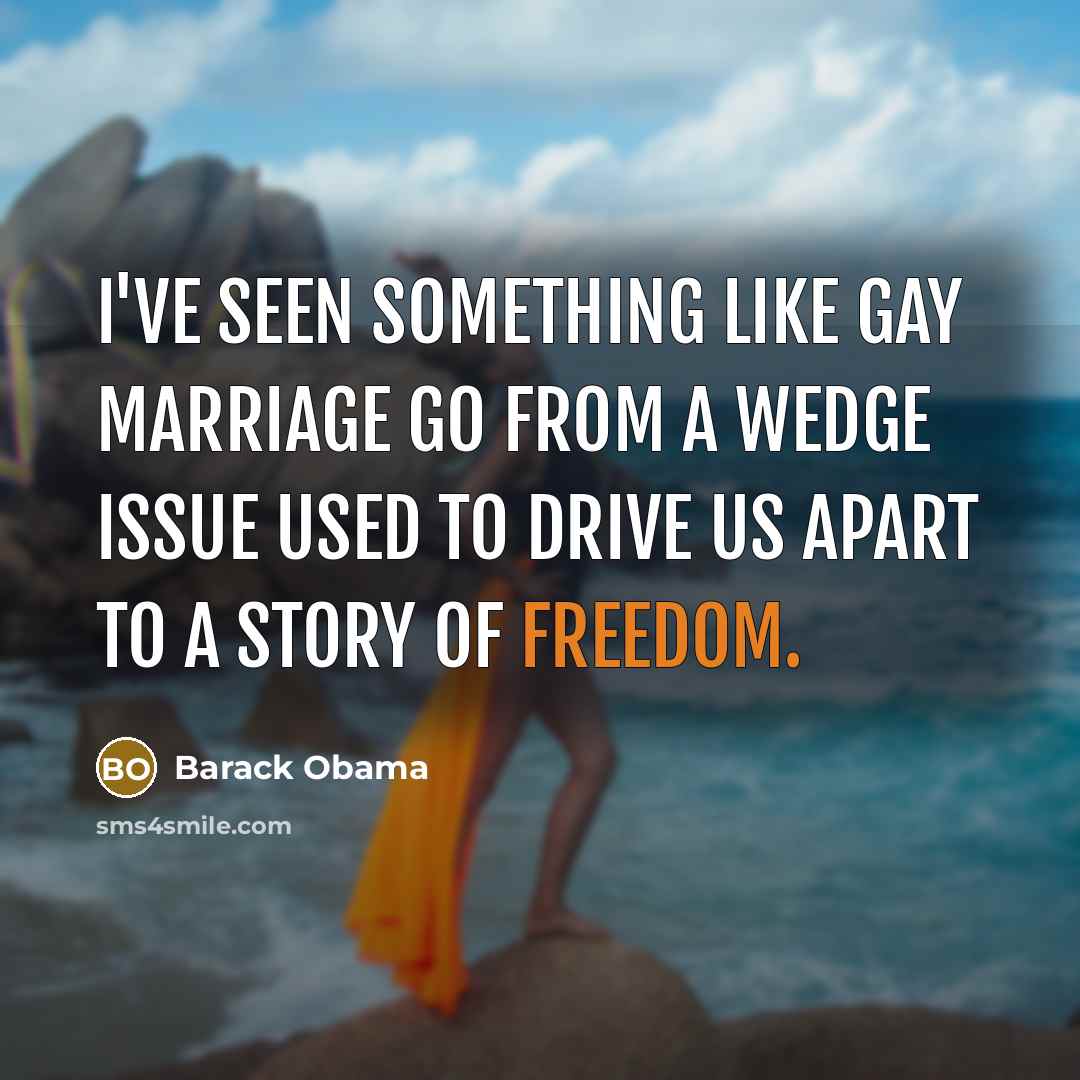“I've seen something like gay marriage go from a wedge…” quote by Barack Obama