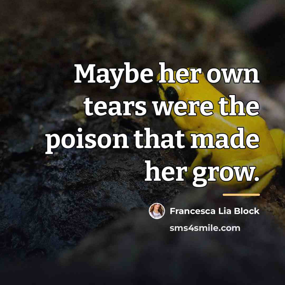 “Maybe her own tears were the poison that made her…” quote by Francesca Lia Block