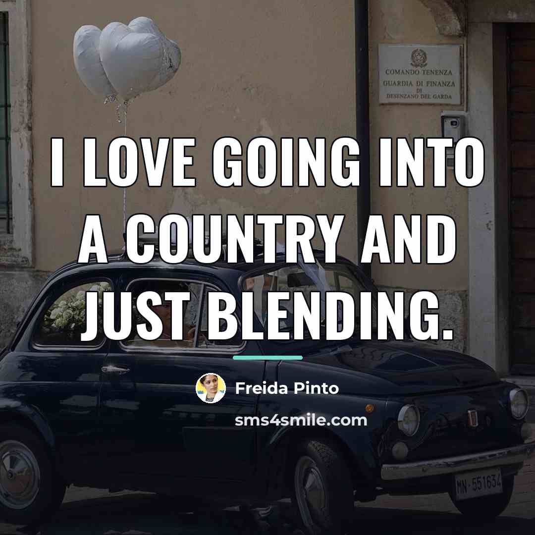 “I love going into a country and just blending.…” quote by Freida Pinto