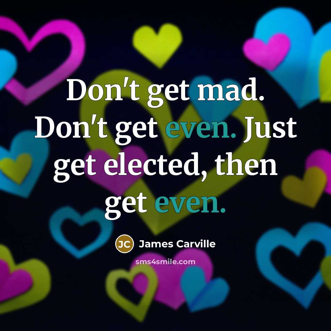 “Don't get mad. Don't get even. Just get elected, then…” quote by James Carville