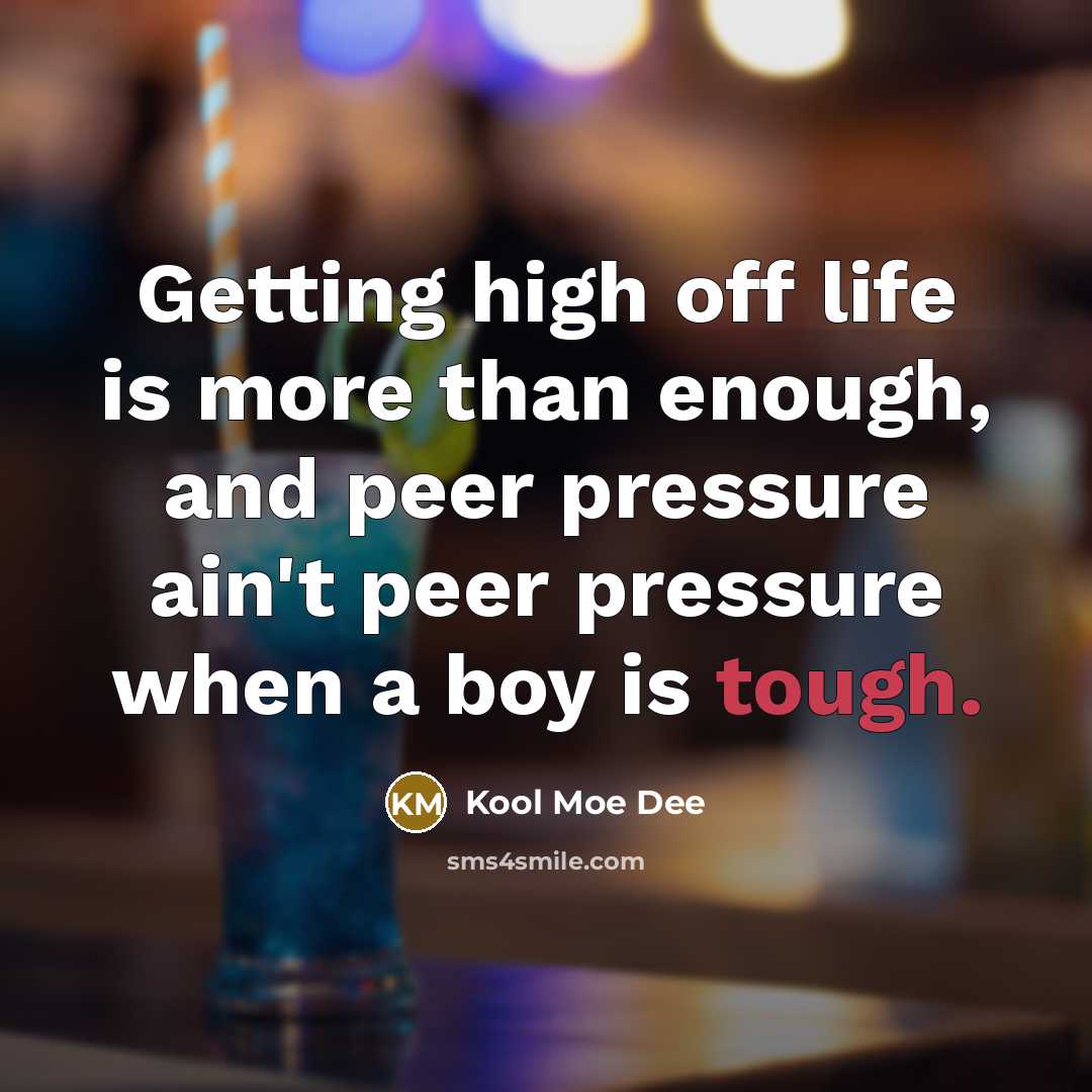 “Getting high off life is more than enough, and peer…” quote by Kool Moe Dee