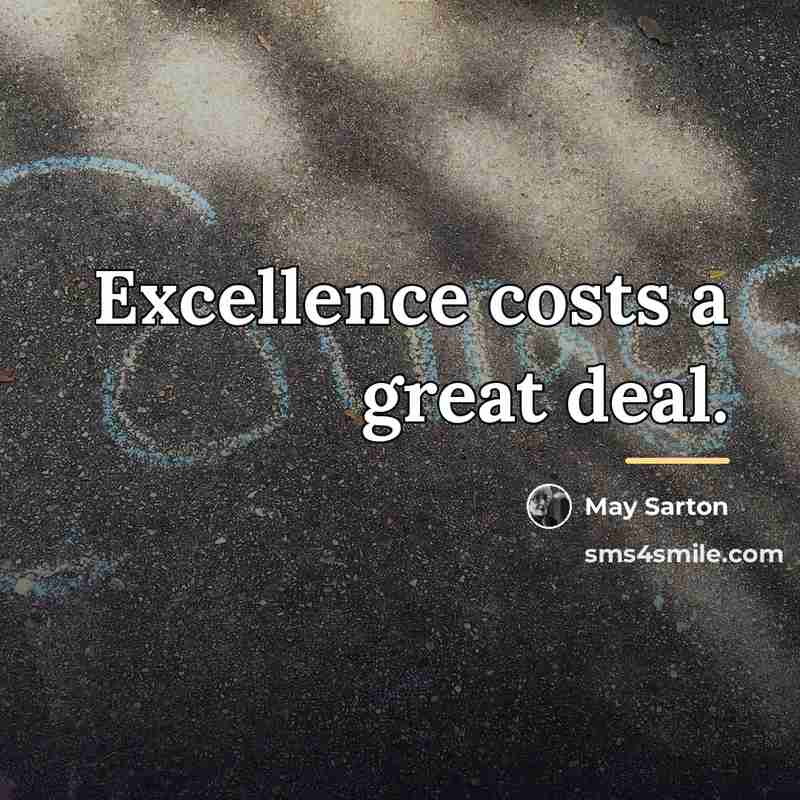 “Excellence costs a great deal.…” quote by May Sarton