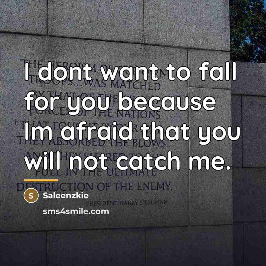 “I dont want to fall for you because Im afraid…” quote by Saleenzkie