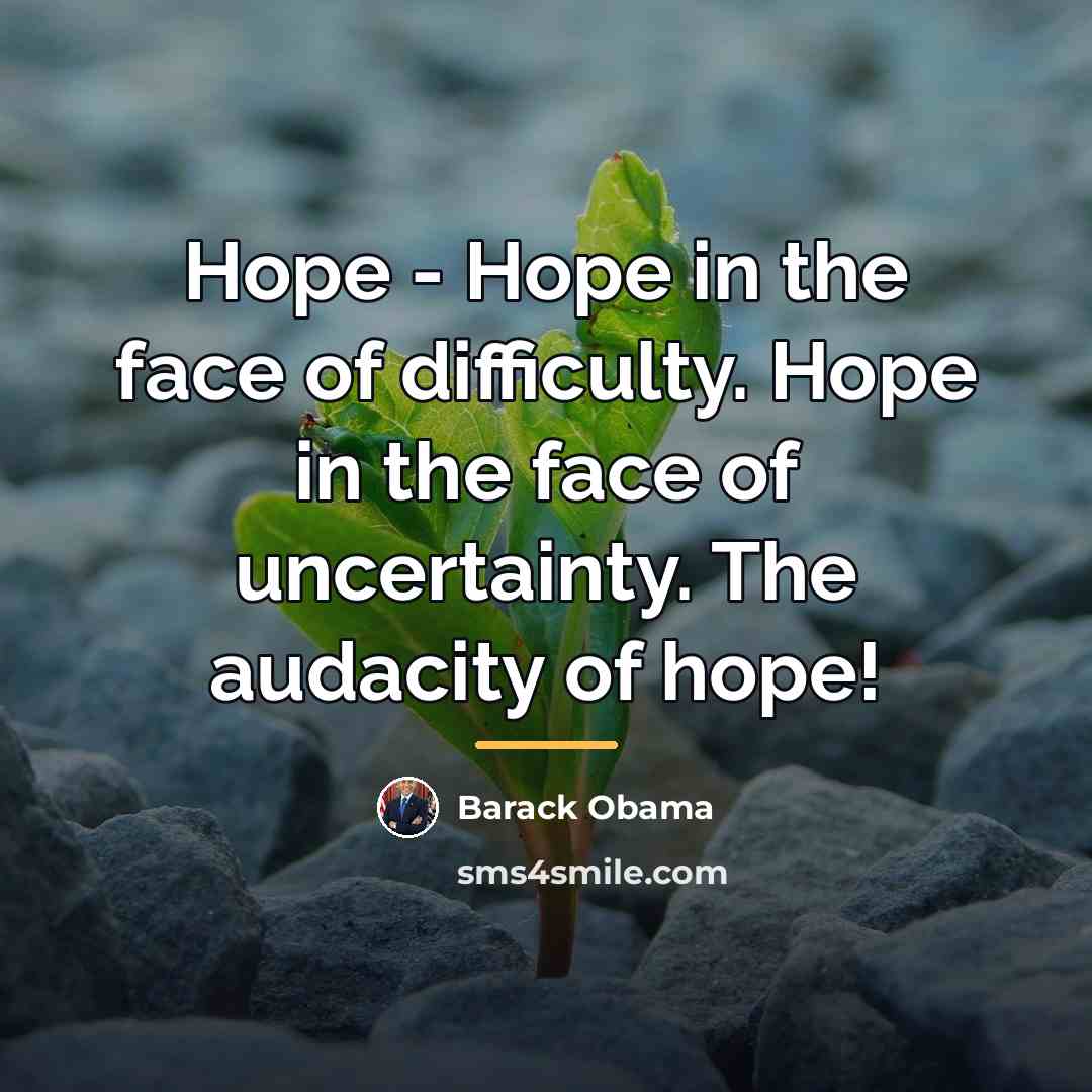 “Hope - Hope in the face of difficulty. Hope in…” quote by Barack Obama