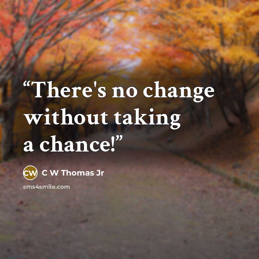 “There's no change without taking a chance!” quote by C W Thomas Jr