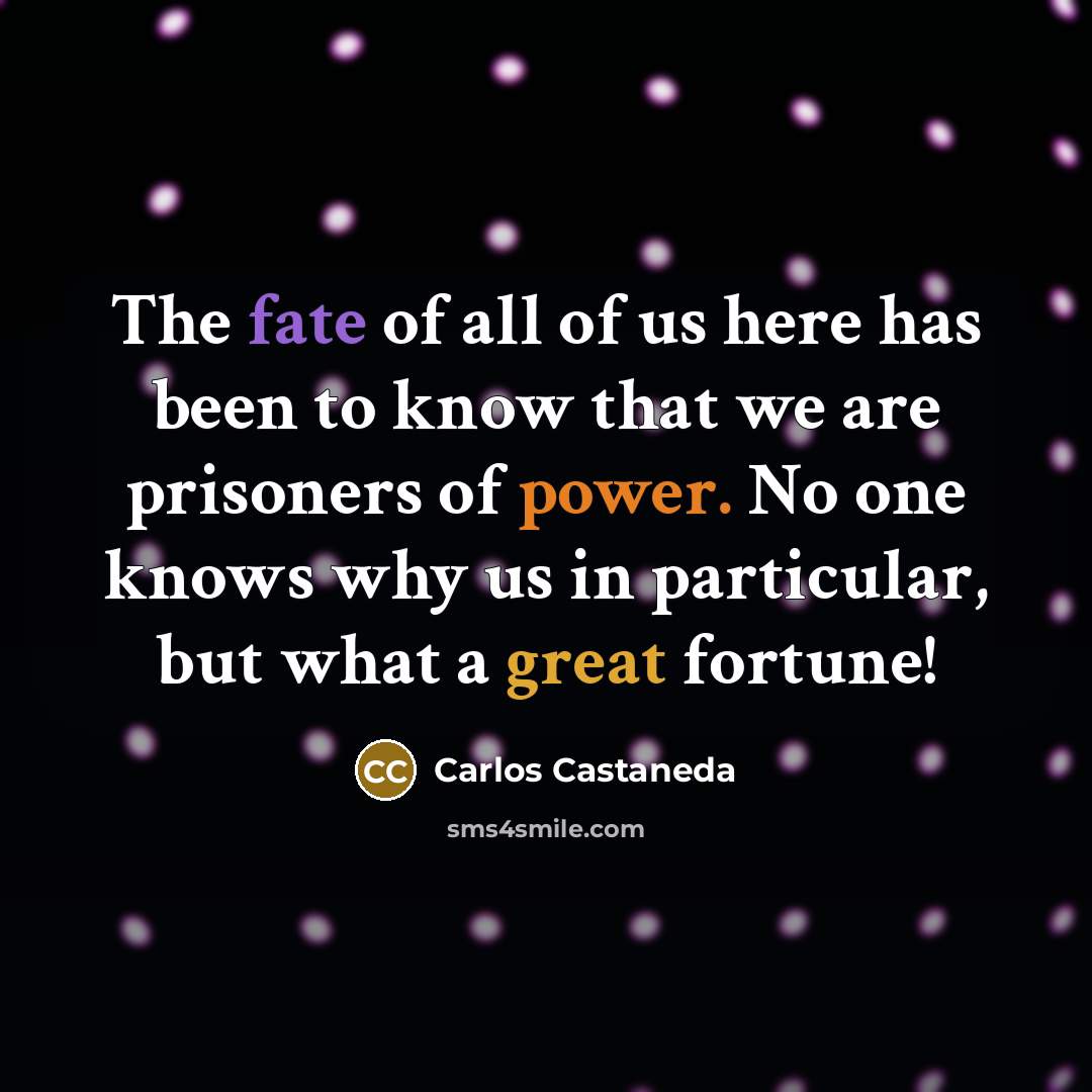 “The fate of all of us here has been to…” quote by Carlos Castaneda