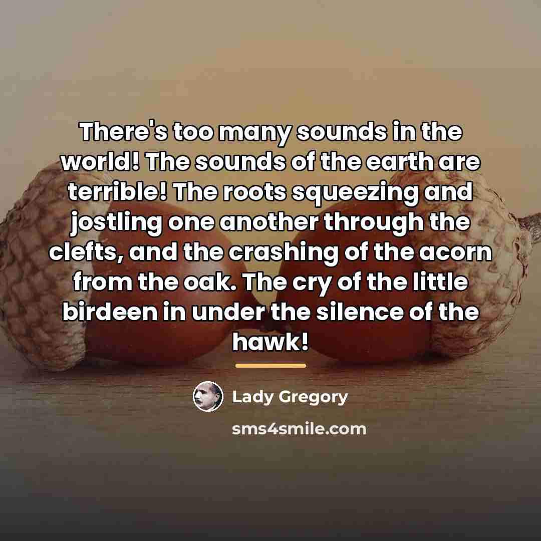 “There's too many sounds in the world! The sounds of…” quote by Lady Gregory
