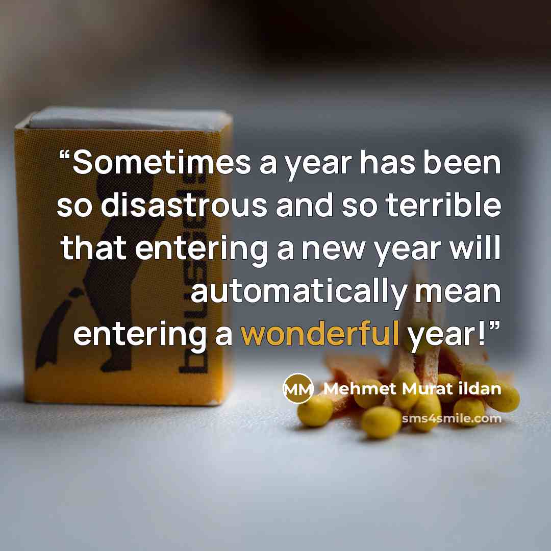 “Sometimes a year has been so disastrous and so terrible that entering a new year will automatically mean entering a wonderful year!” quote by Mehmet Murat ildan