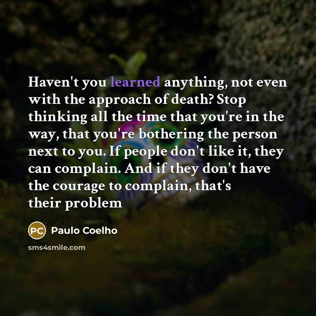 “Haven't you learned anything, not even with the approach of…” quote by Paulo Coelho