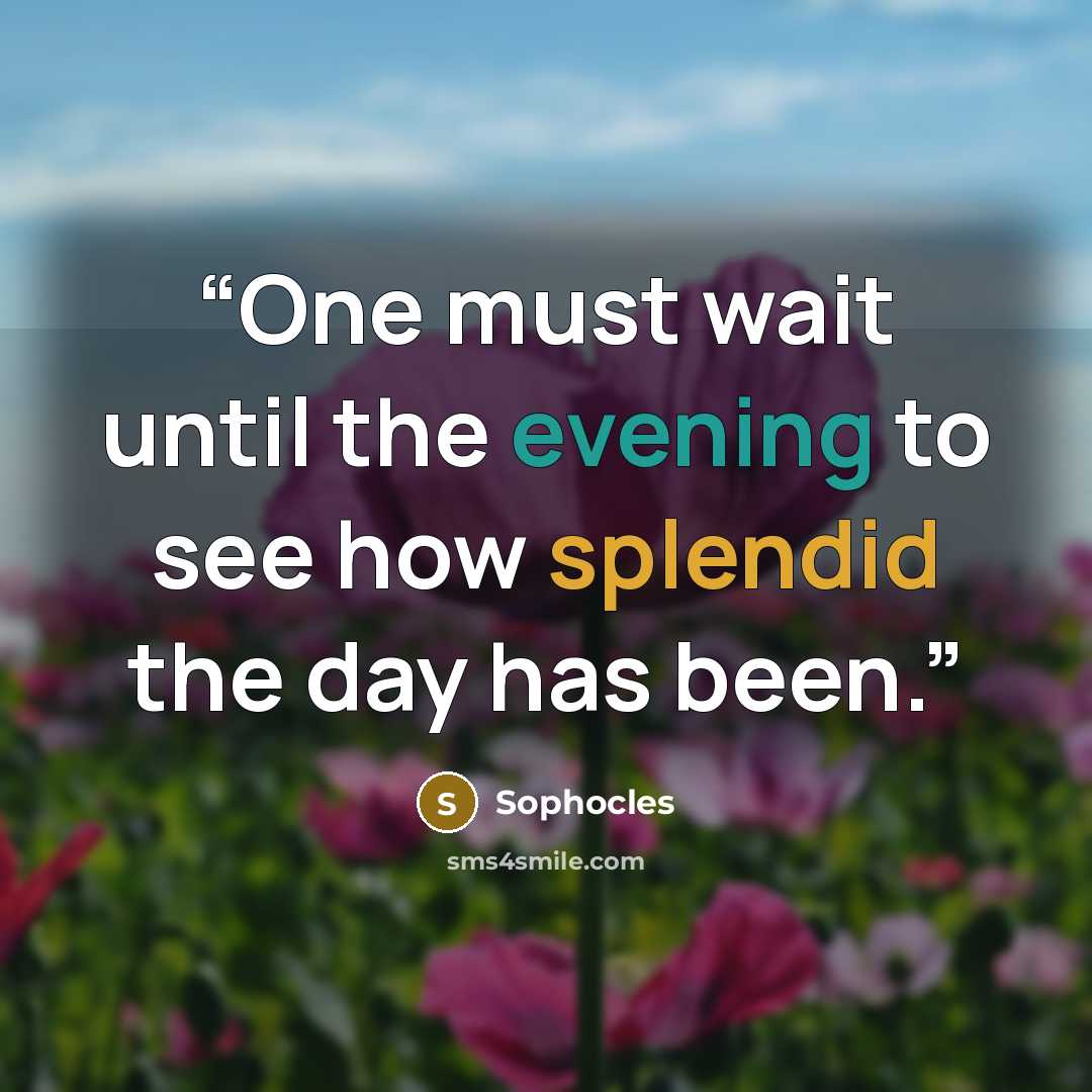“One must wait until the evening to see how splendid the day has been.” quote by Sophocles