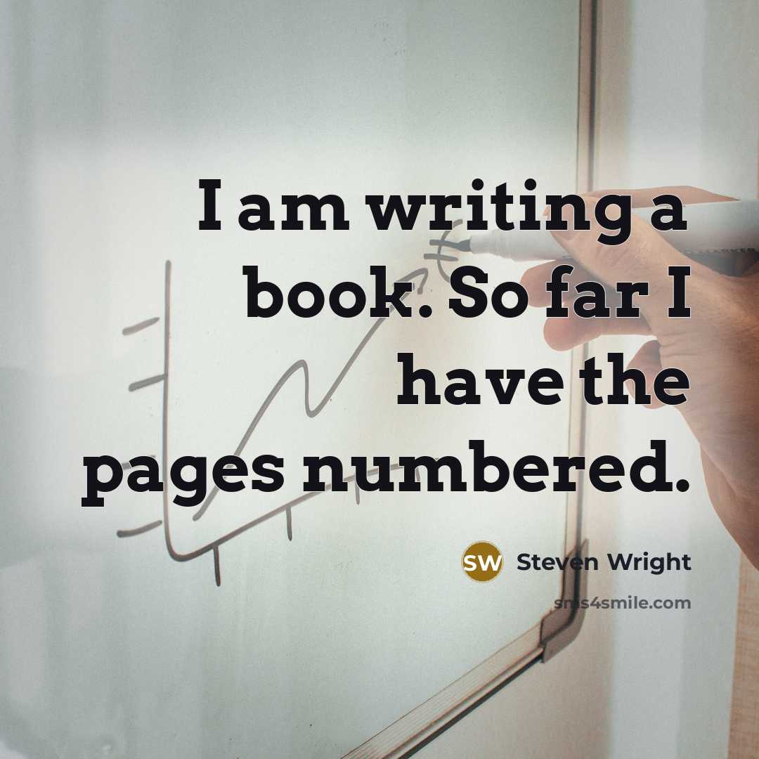 “I am writing a book. So far I have the…” quote by Steven Wright