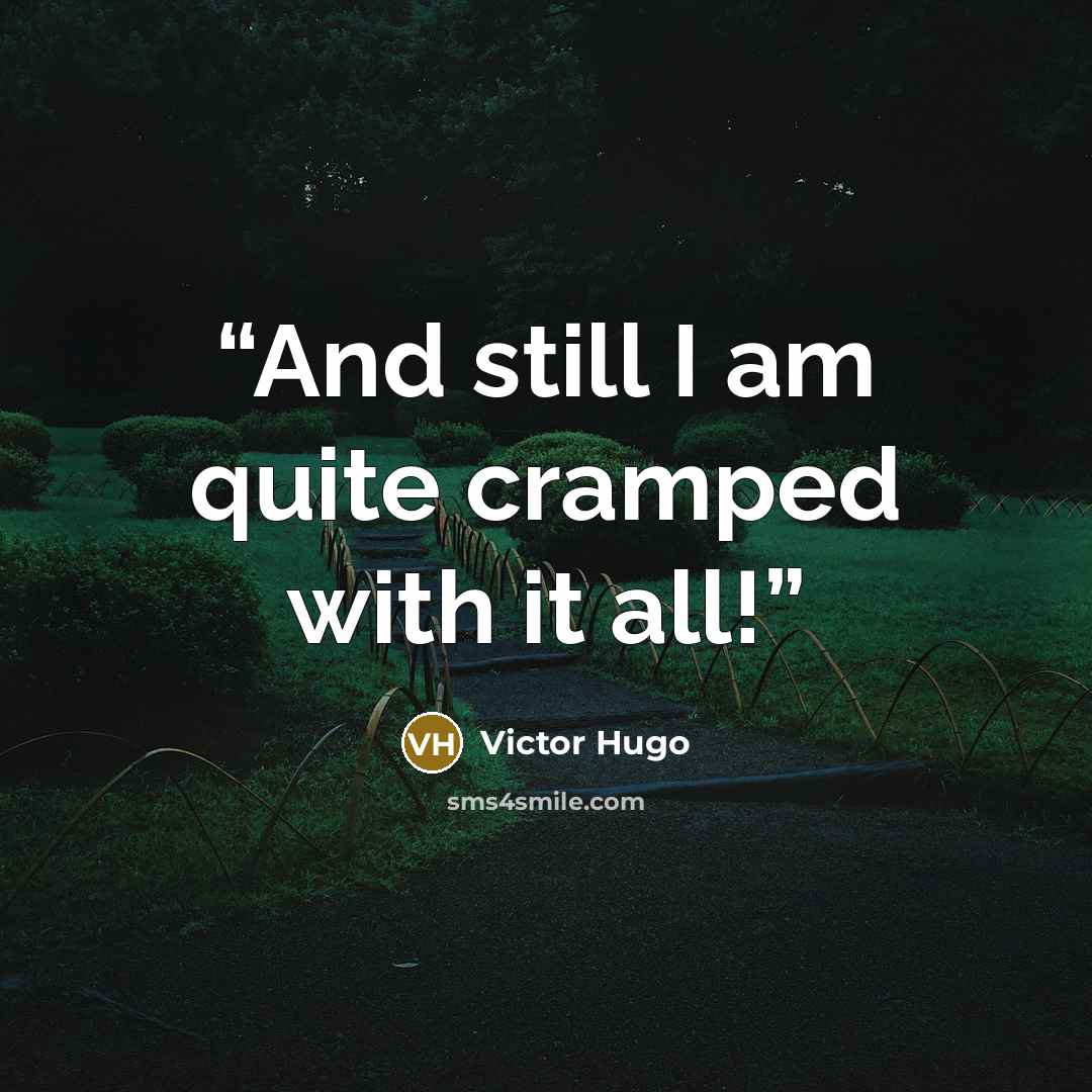 “And still I am quite cramped with it all!” quote by Victor Hugo
