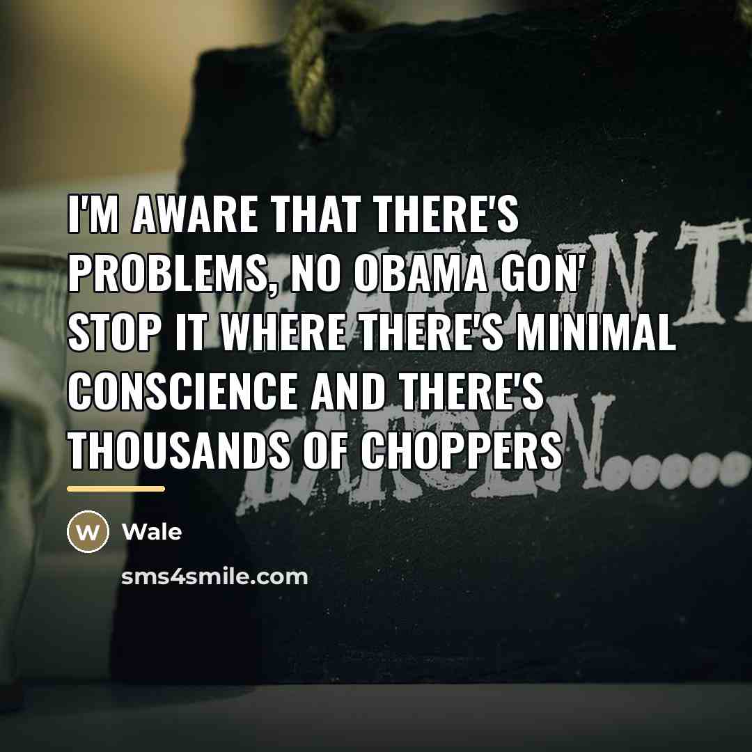 “I'm aware that there's problems, No Obama gon' stop it…” quote by Wale