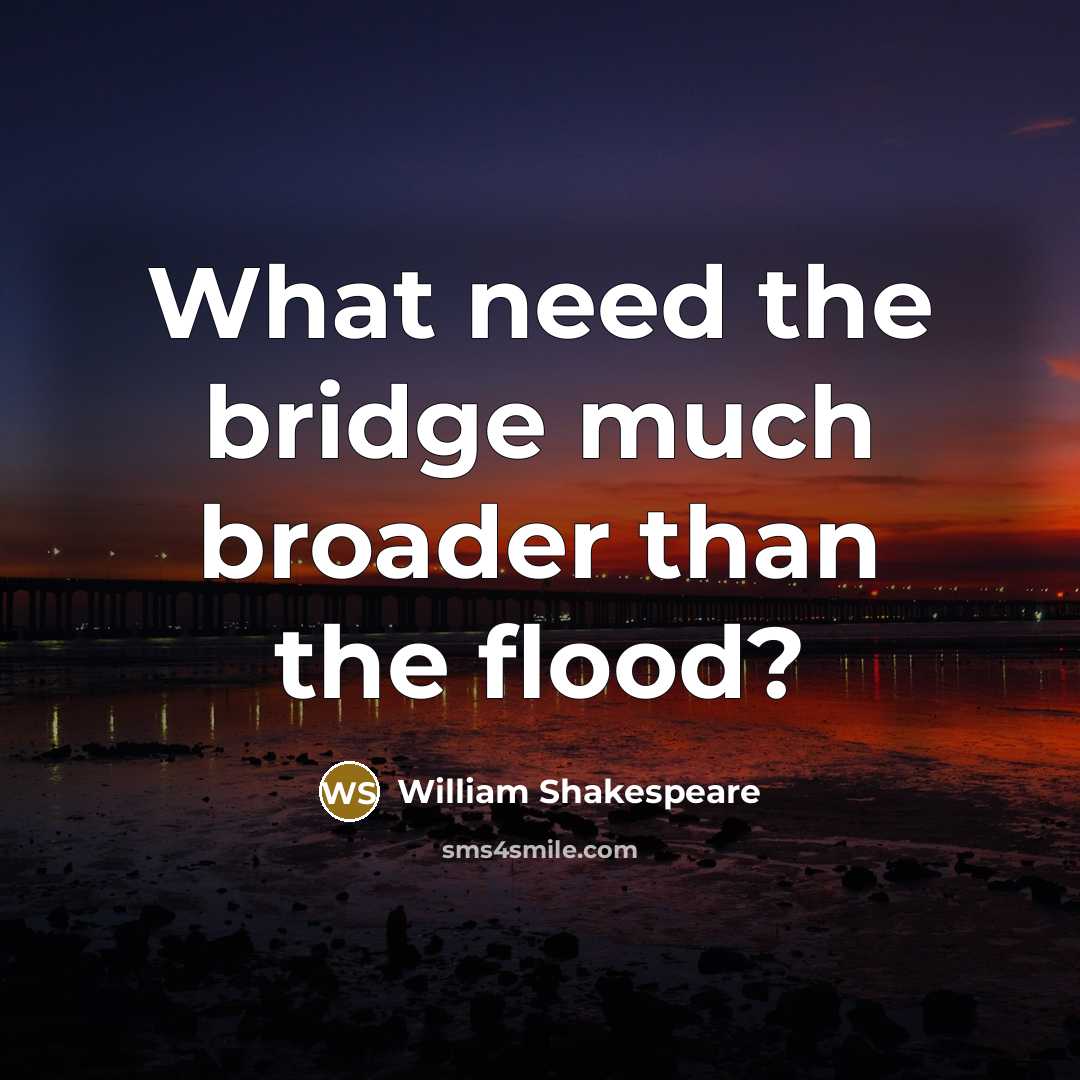 “What need the bridge much broader than the flood?…” quote by William Shakespeare