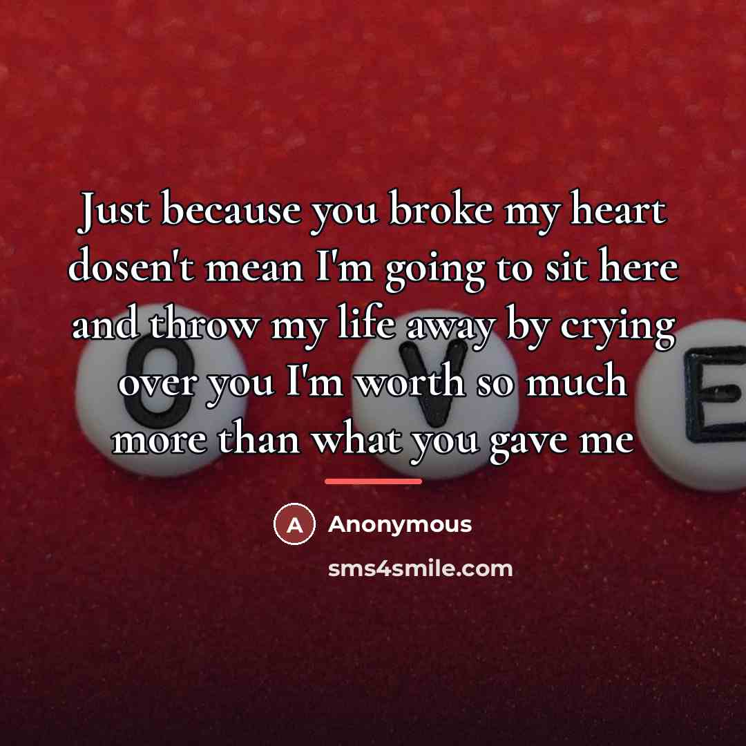 “Just because you broke my heart dosen't mean I'm going…” quote by Anonymous