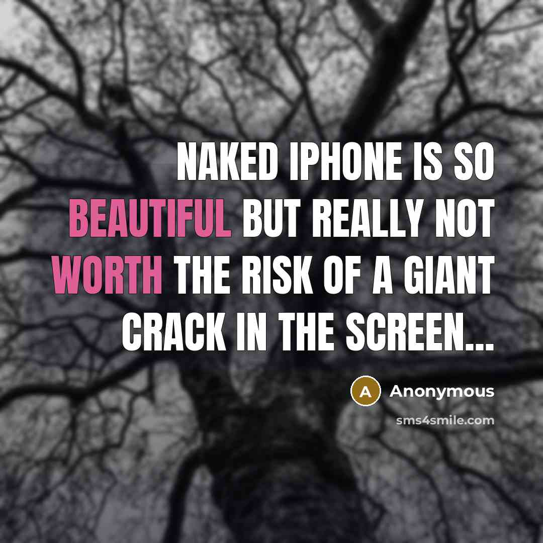 “Naked iPhone is so beautiful but really not worth the risk of a giant crack in the screen...” quote by Anonymous