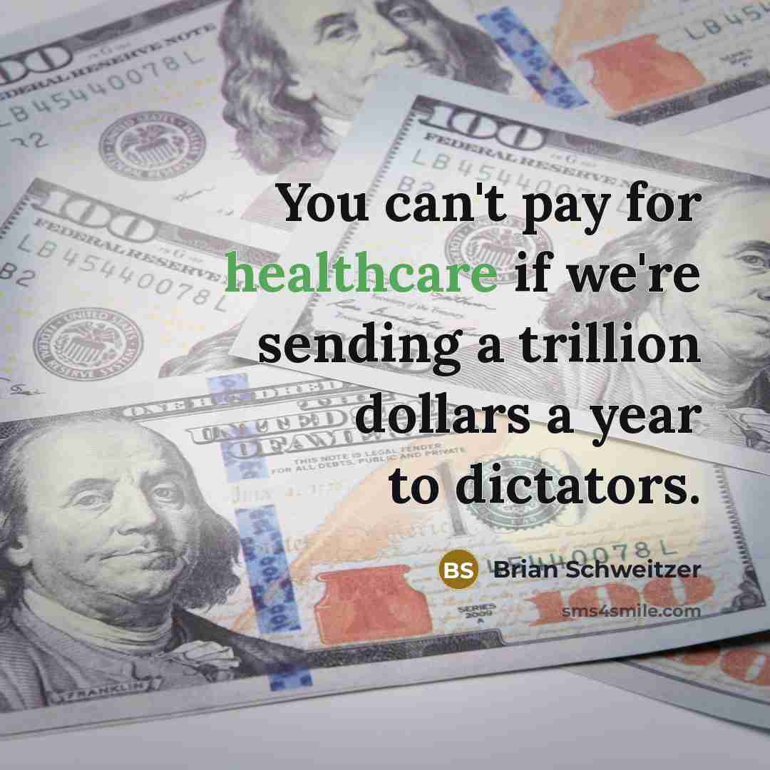 “You can't pay for healthcare if we're sending a trillion…” quote by Brian Schweitzer
