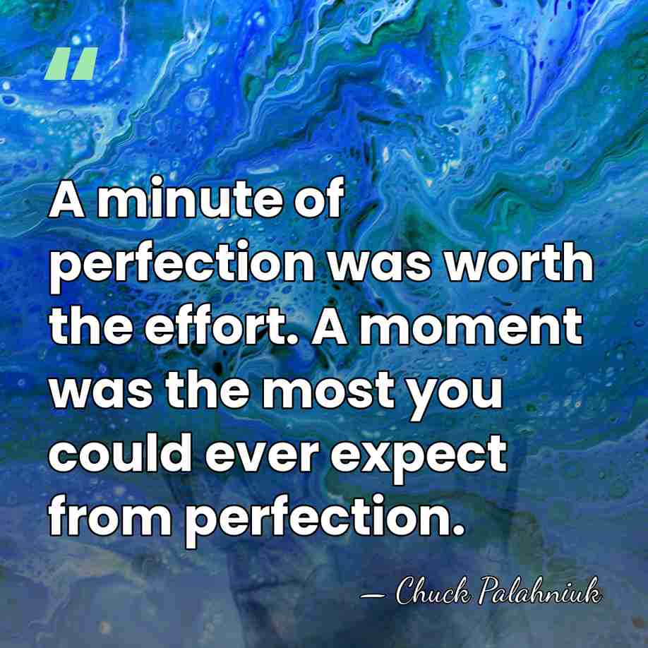A minute of perfection was worth the effort. A moment was the&hellip; - Chuck Palahniuk