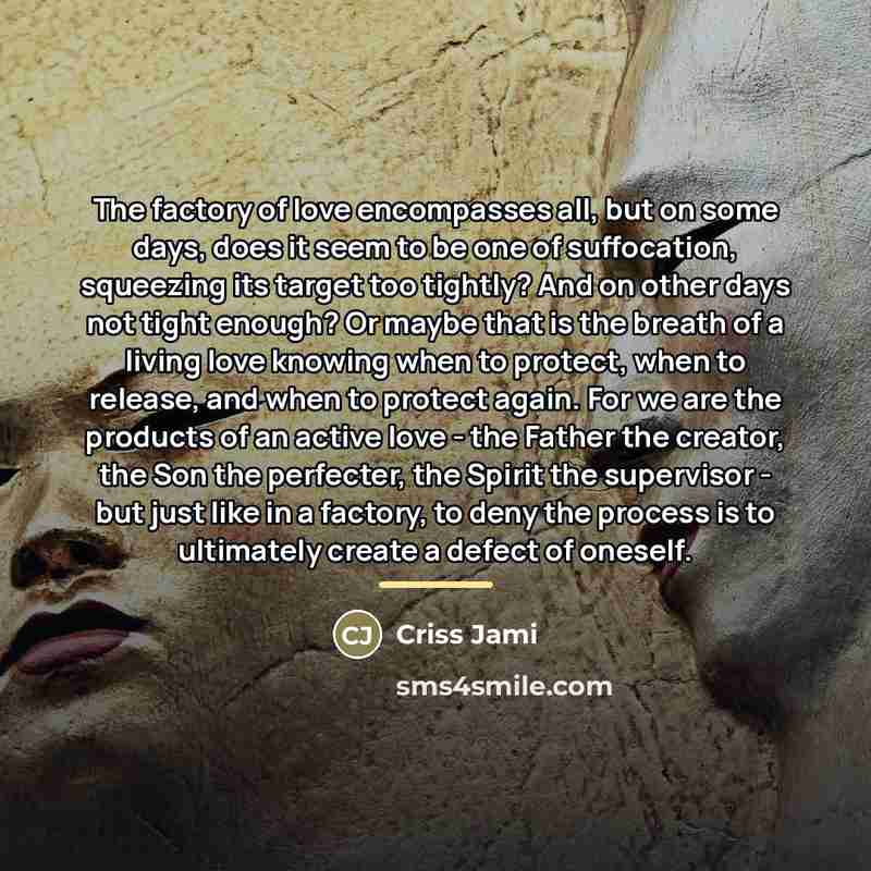 “The factory of love encompasses all, but on some days,…” quote by Criss Jami