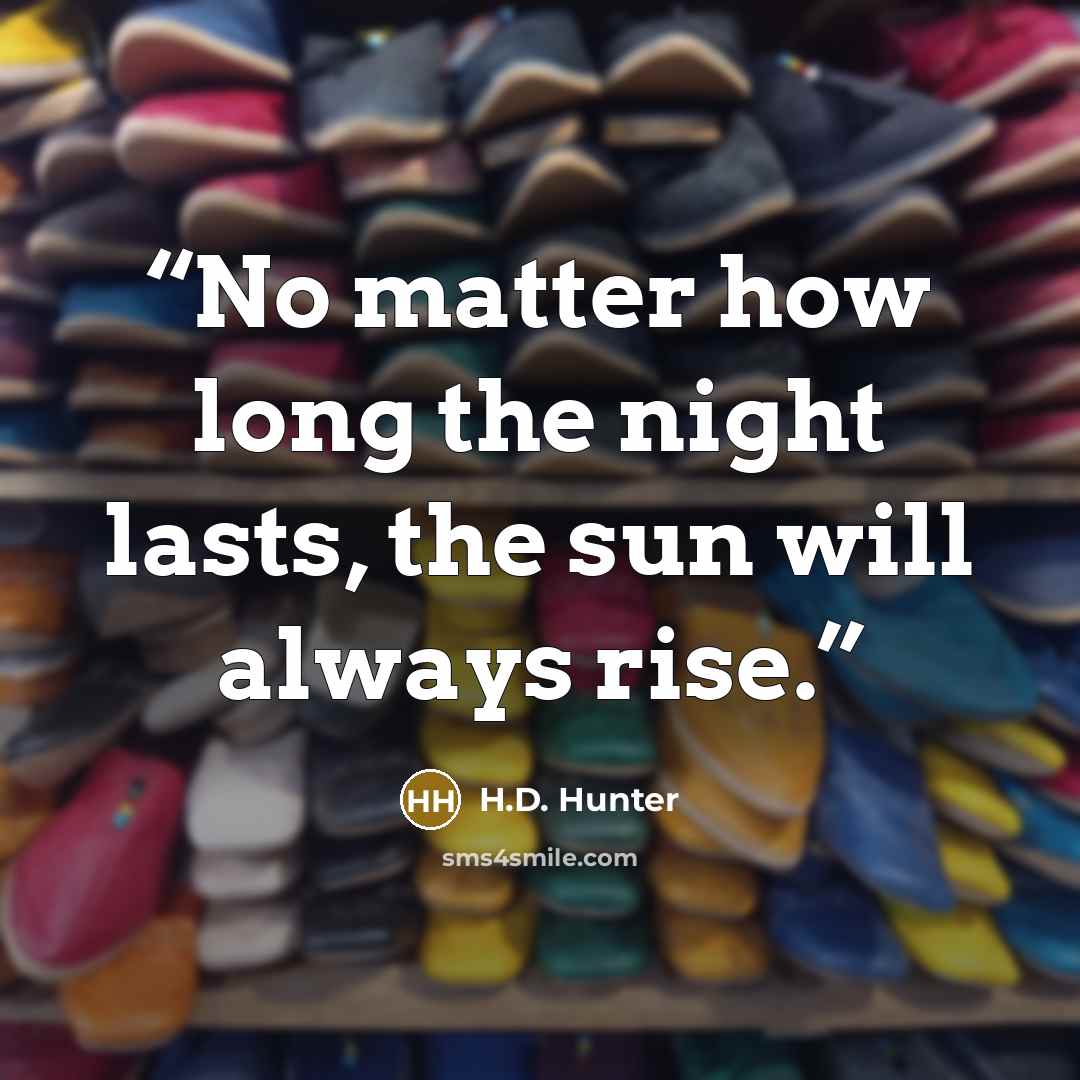 “No matter how long the night lasts, the sun will always rise.” quote by H.D. Hunter