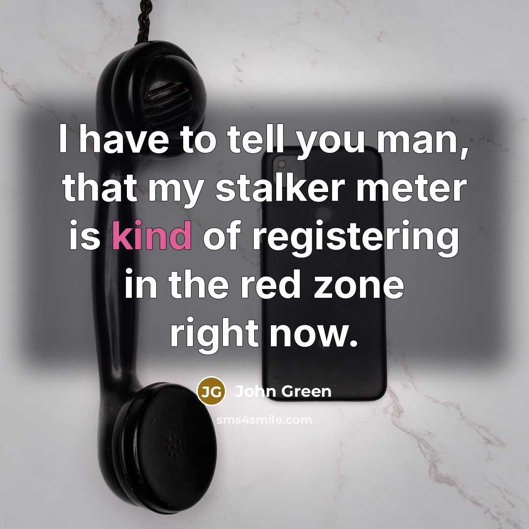 “I have to tell you man, that my stalker meter…” quote by John Green