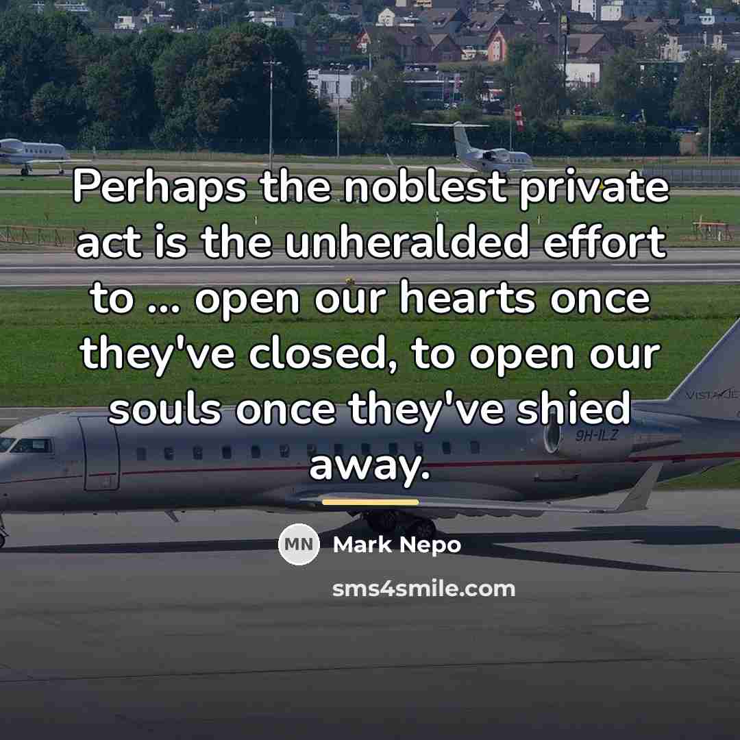 “Perhaps the noblest private act is the unheralded effort to…” quote by Mark Nepo