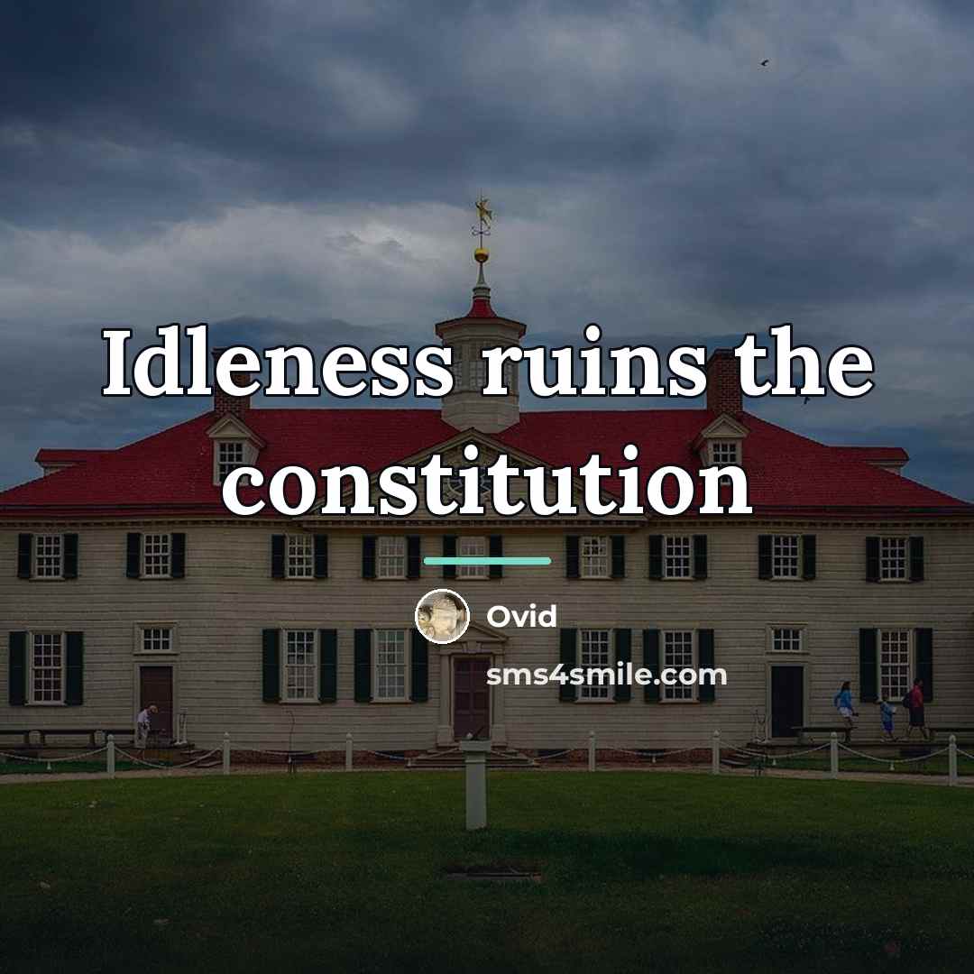 “Idleness ruins the constitution…” quote by Ovid
