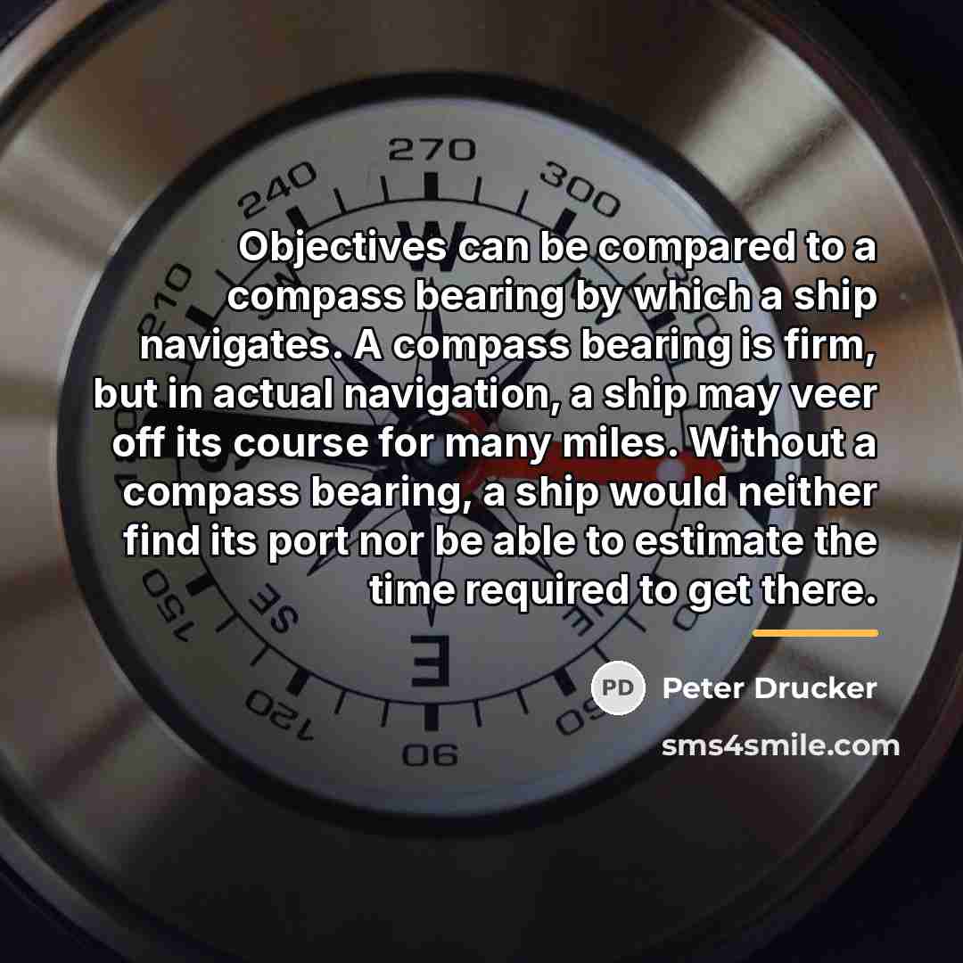 “Objectives can be compared to a compass bearing by which…” quote by Peter Drucker