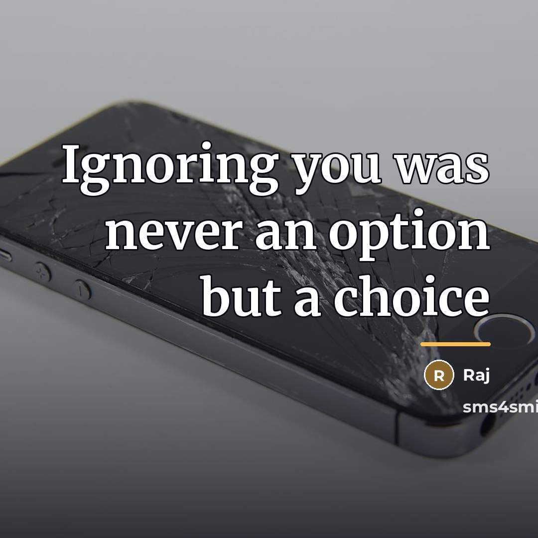 “Ignoring you was never an option but a choice…” quote by Raj
