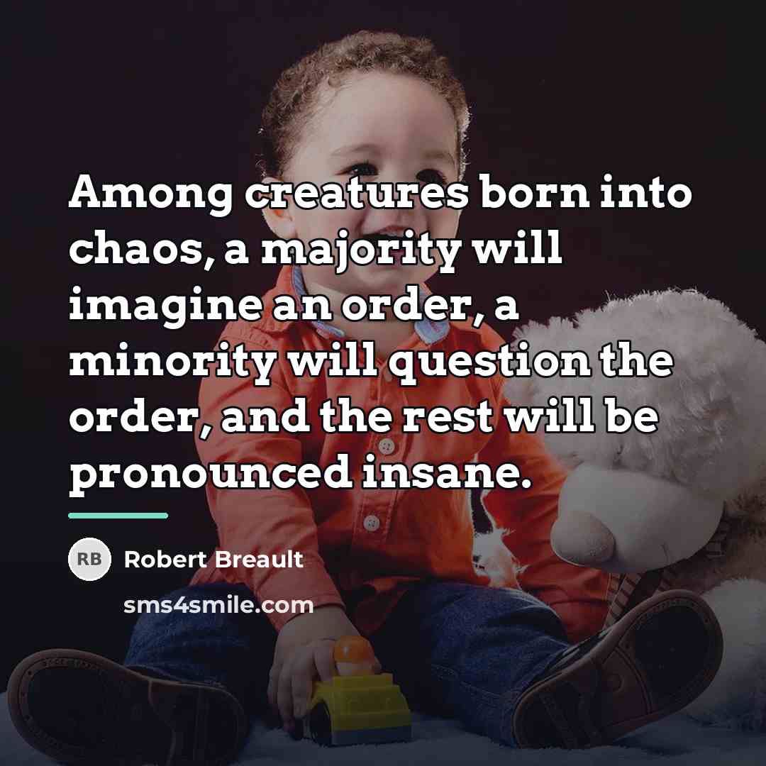 “Among creatures born into chaos, a majority will imagine an…” quote by Robert Breault