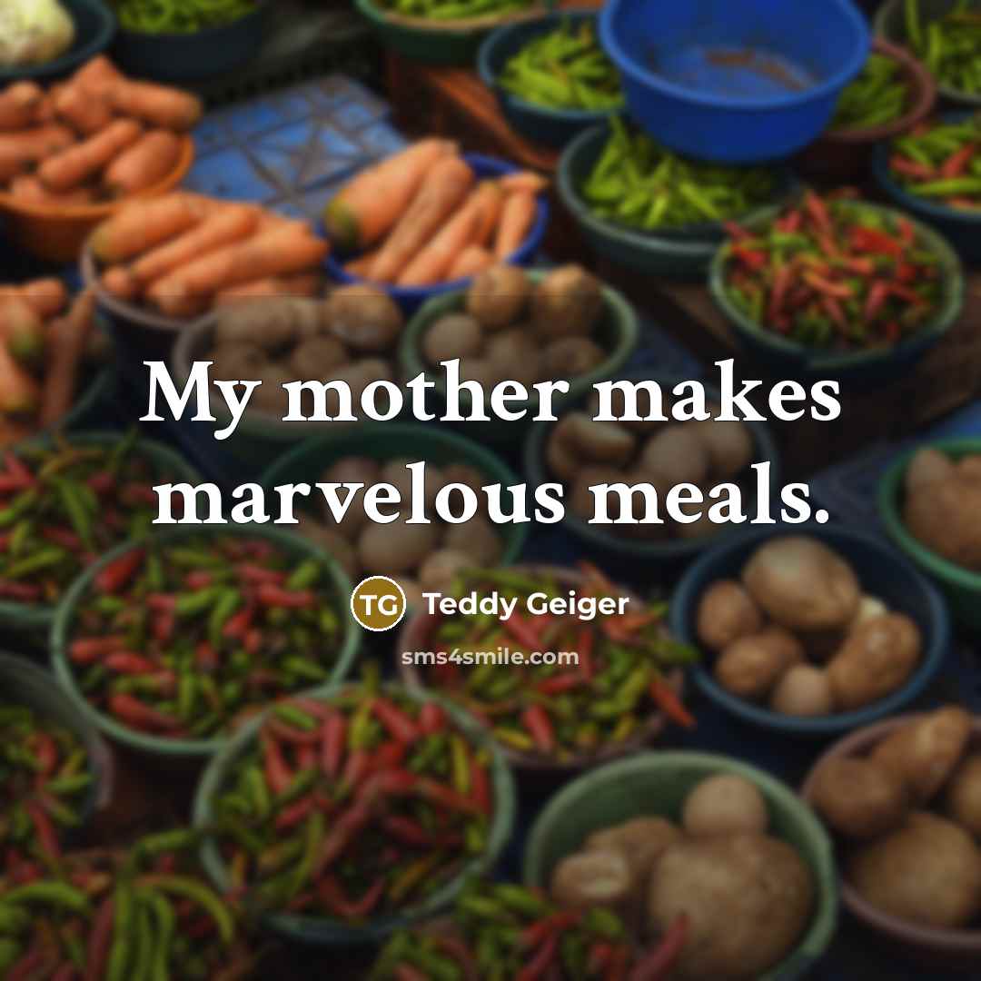 “My mother makes marvelous meals.…” quote by Teddy Geiger