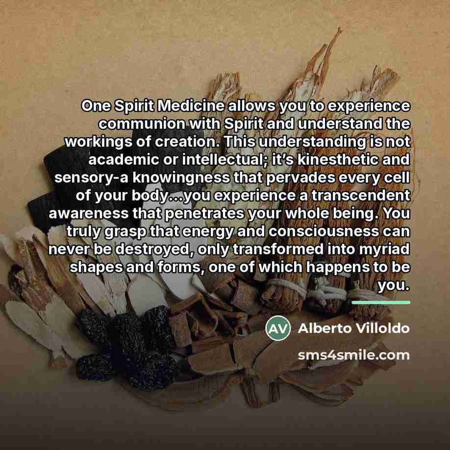 “One Spirit Medicine allows you to experience communion with Spirit…” quote by Alberto Villoldo