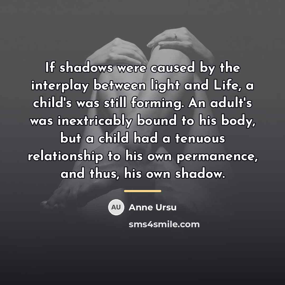 “If shadows were caused by the interplay between light and…” quote by Anne Ursu