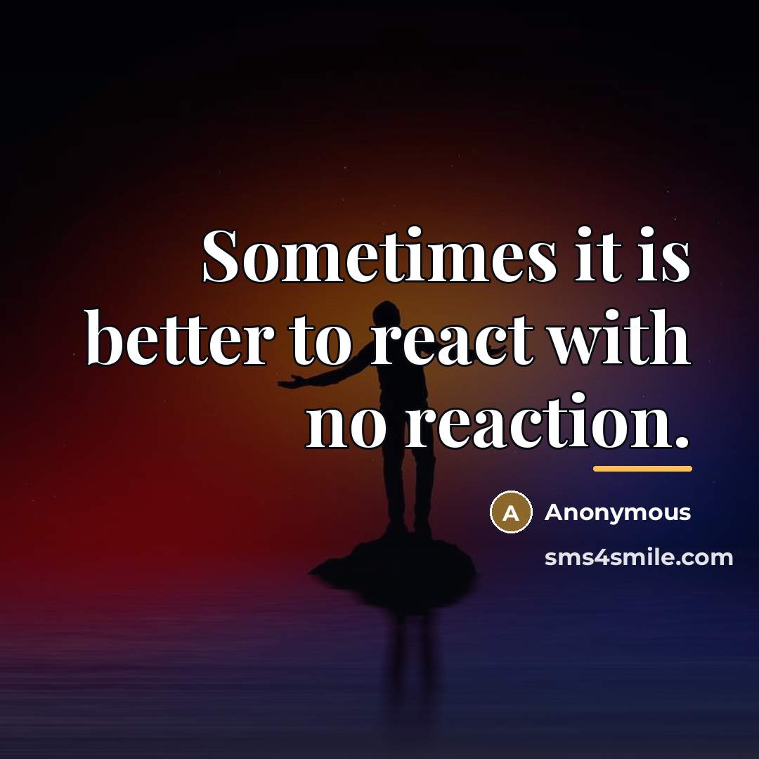 “Sometimes it is better to react with no reaction.…” quote by Anonymous