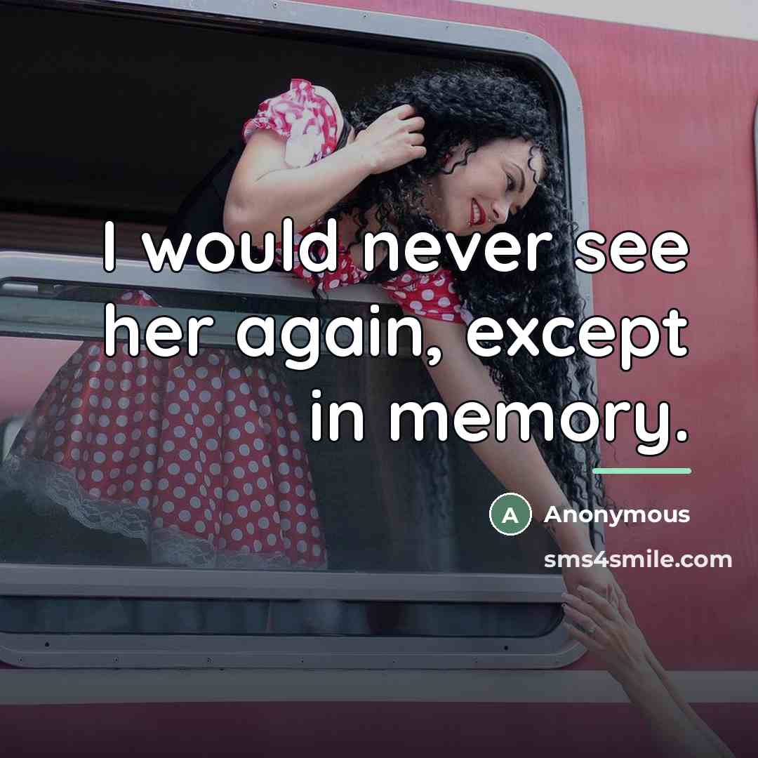 “I would never see her again, except in memory.…” quote by Anonymous
