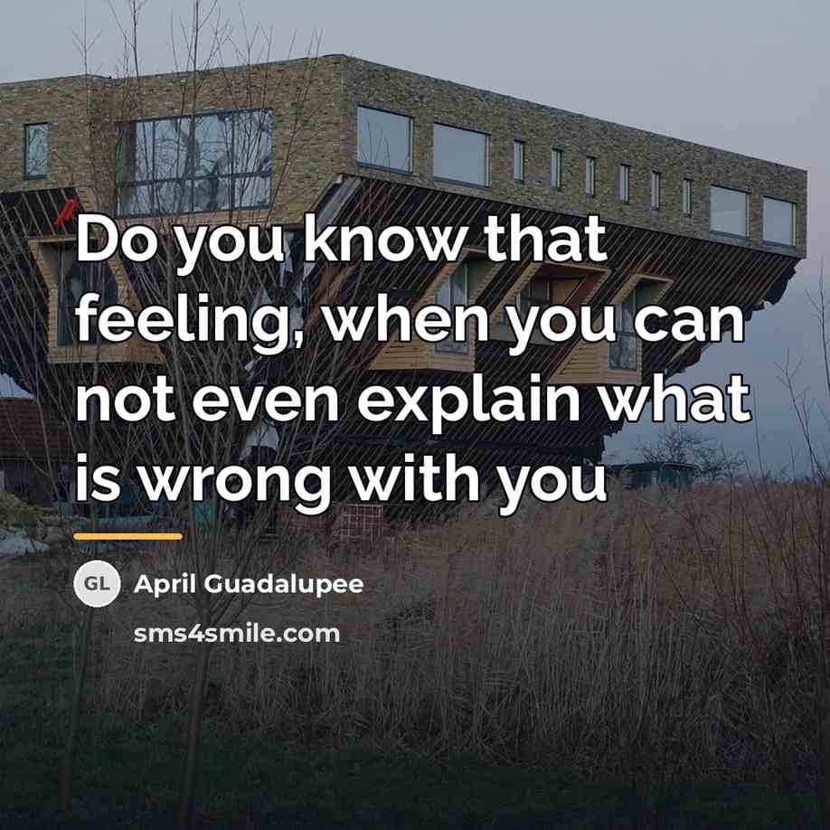 “Do you know that feeling, when you can not even…” quote by April Guadalupee