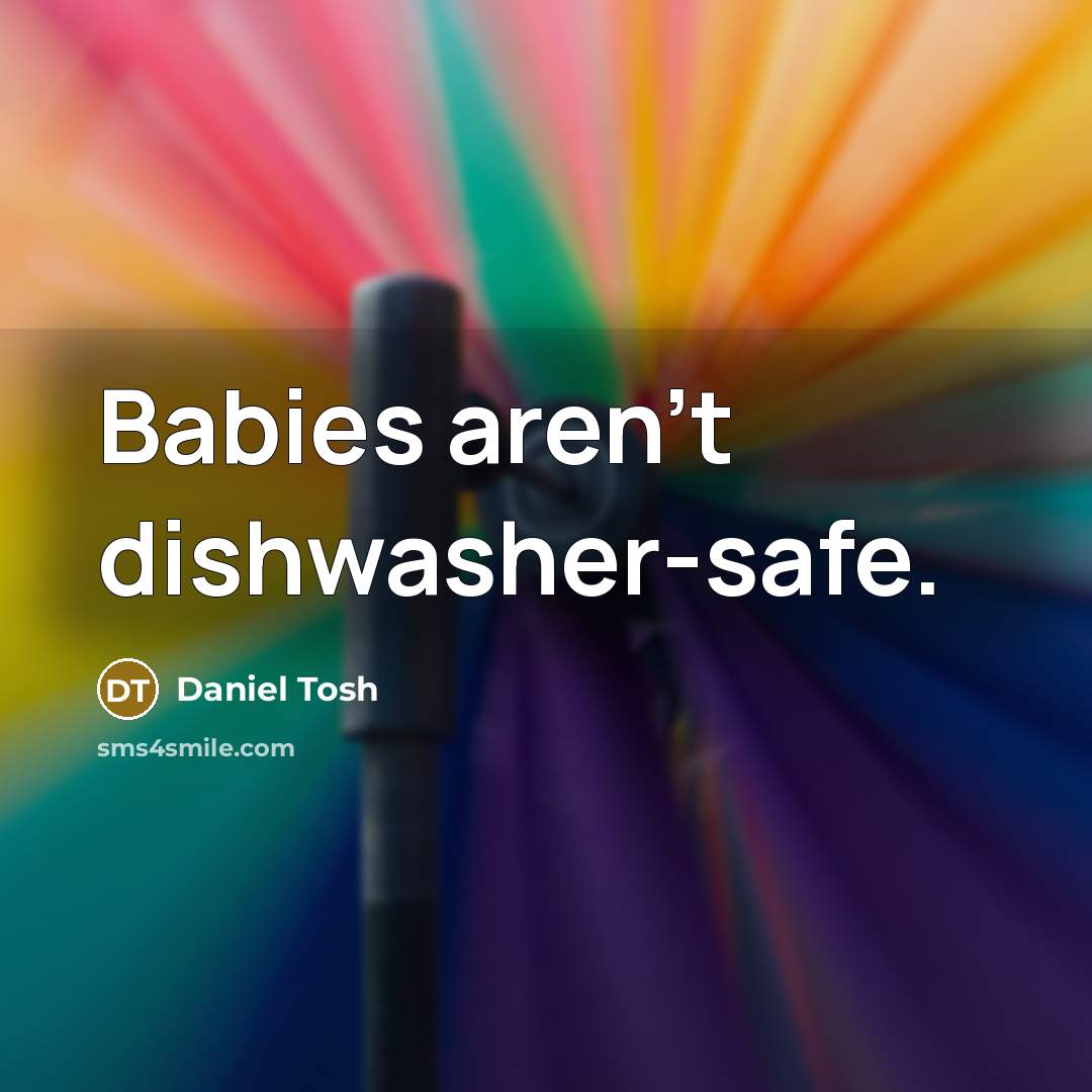 “Babies aren't dishwasher-safe.…” quote by Daniel Tosh