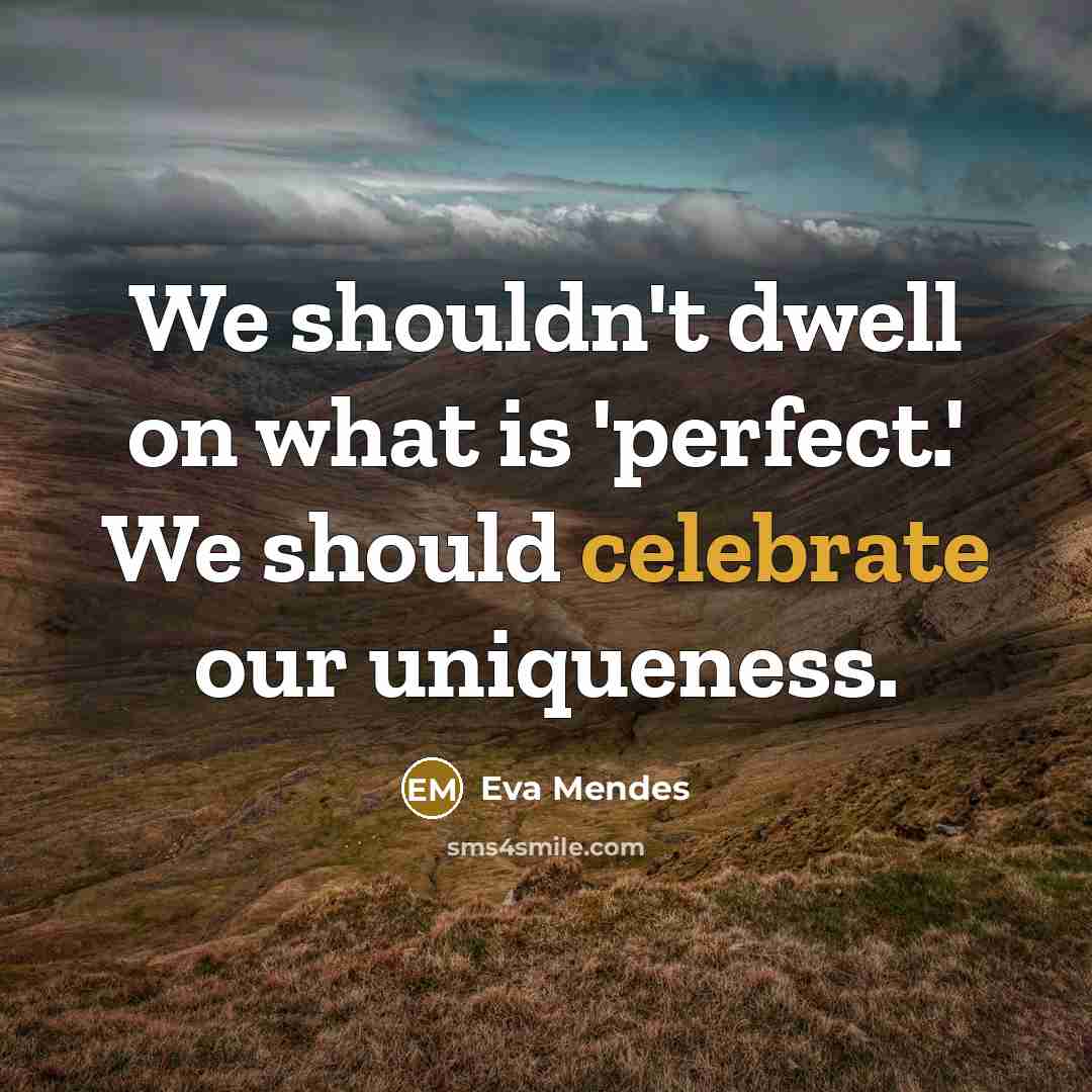 “We shouldn't dwell on what is 'perfect.' We should celebrate…” quote by Eva Mendes